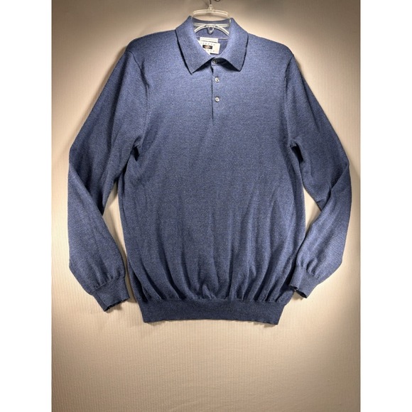 Joseph Aboud Other - Joseph Aboud Men's Collared Polo 100% Merino Wool Pullover Sweater‎ Blue/Gray L